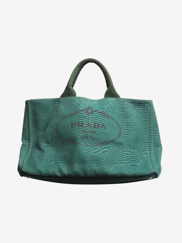 Dark green canvas tote bag