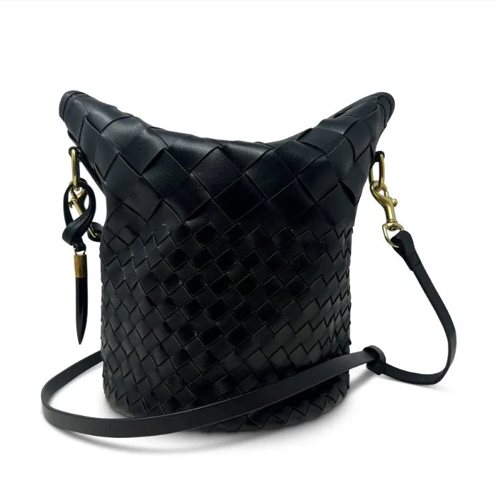 Richmond Bucket Bag Black Threaded Weave