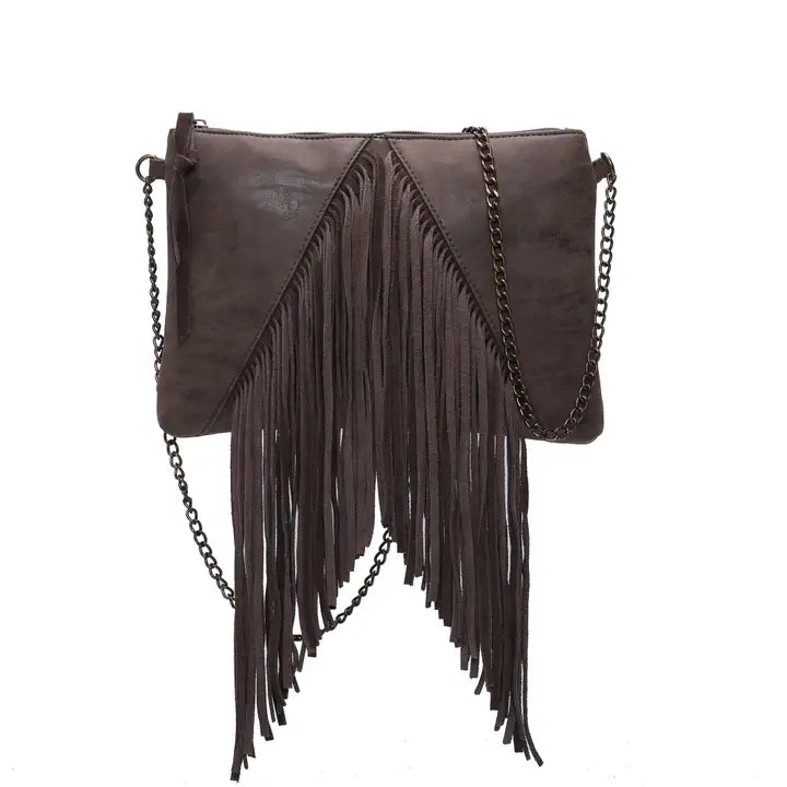 Pauline Fringe Crossbody Bag w/Chain Strap