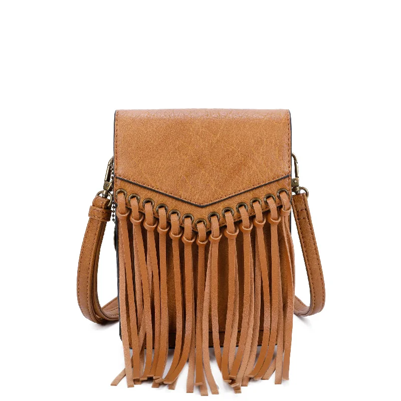 Scarlet Fringe Phone case Crossbody - Light Brown