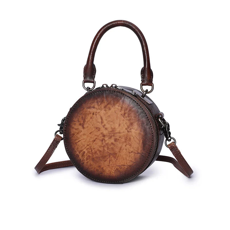 Small Women Circle Bag Leather Crossbody Bags Shoulder Bag Purses for Women