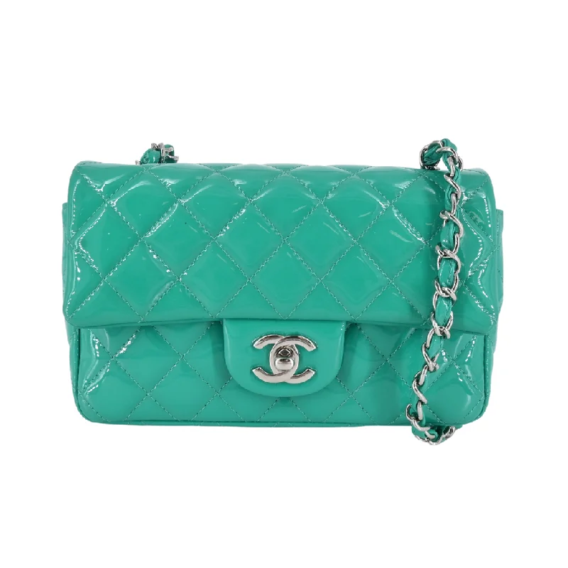 Turquoise Patent Mini Classic Single Flap Bag