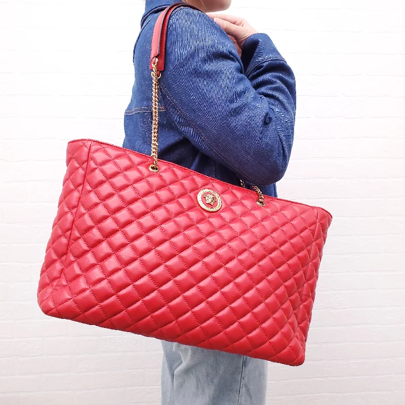 VERSACE RED QUILTED TOTE