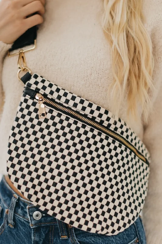 Westlyn Woven Bum Bag | Checkered Black